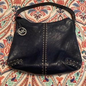 Michael Kors navy blue leather bag